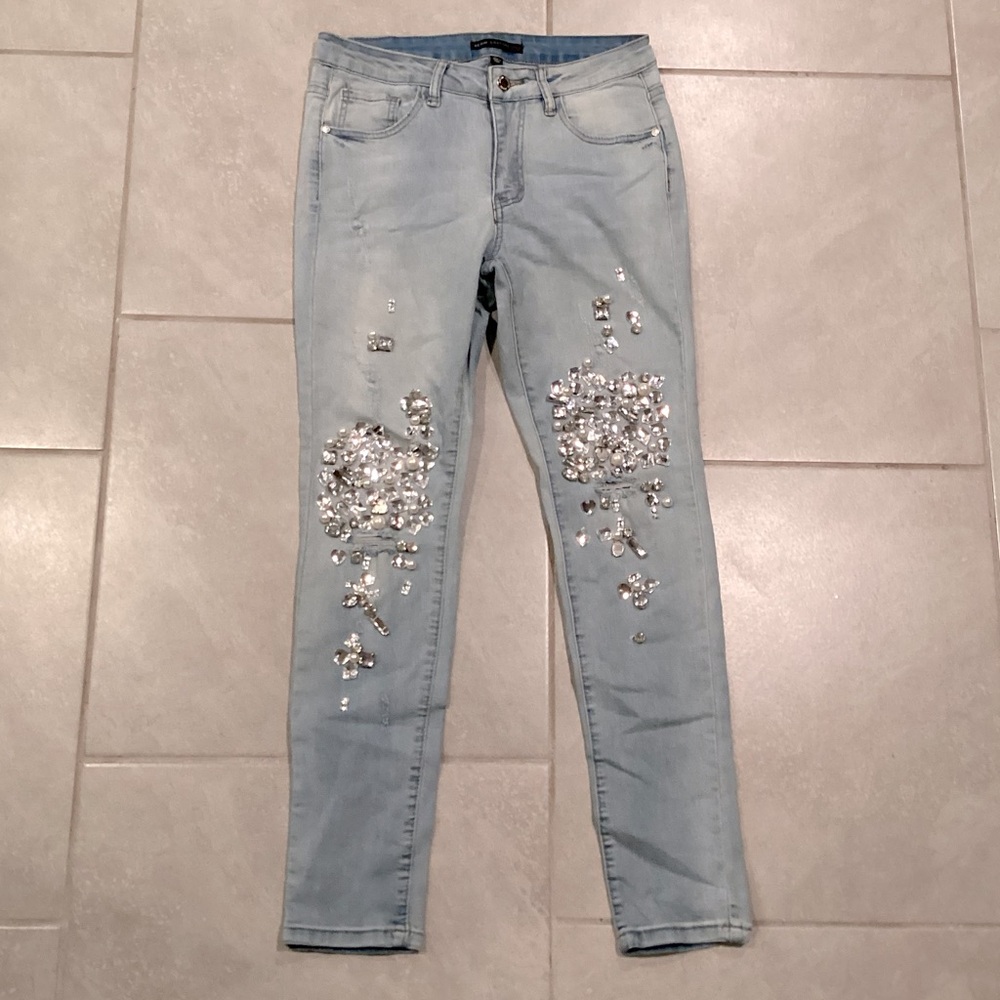 Denim Couture Red Rhinestone jeans